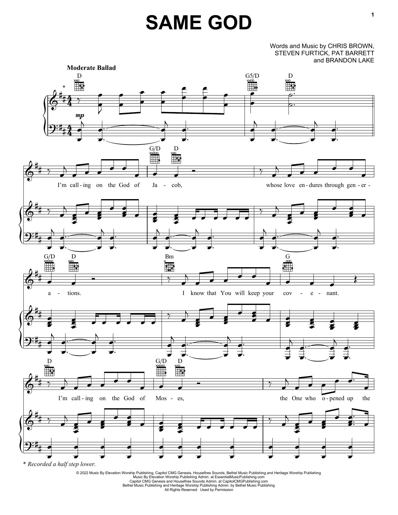 Download Elevation Worship Sheet Music and learn how to play Piano, Vocal & Guitar Chords (Right-Hand Melody) PDF score in minutes