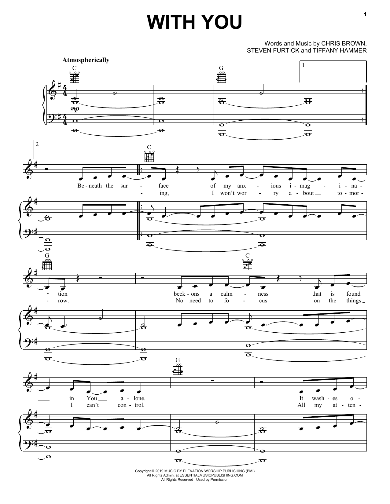 Download Elevation Worship With You Sheet Music and learn how to play Piano, Vocal & Guitar Chords (Right-Hand Melody) PDF digital score in minutes
