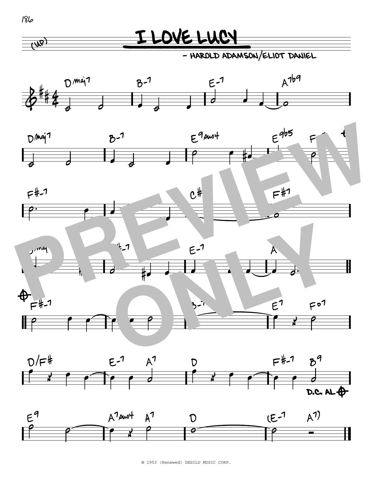 Download Eliot Daniel and Harold Adamson I Love Lucy Sheet Music and learn how to play Real Book – Melody & Chords PDF digital score in minutes