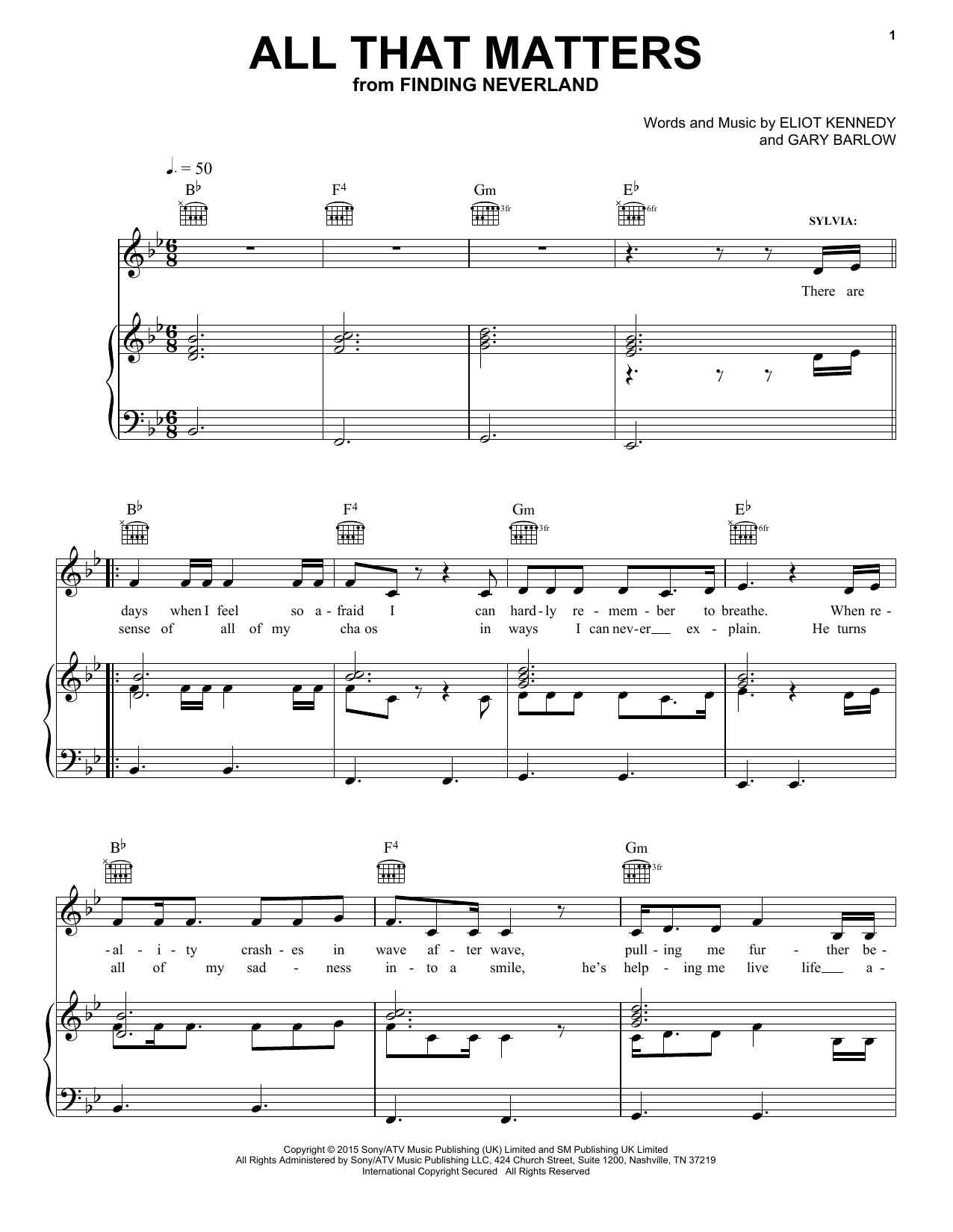 Download Eliot Kennedy All That Matters Sheet Music and learn how to play Piano, Vocal & Guitar (Right-Hand Melody) PDF digital score in minutes