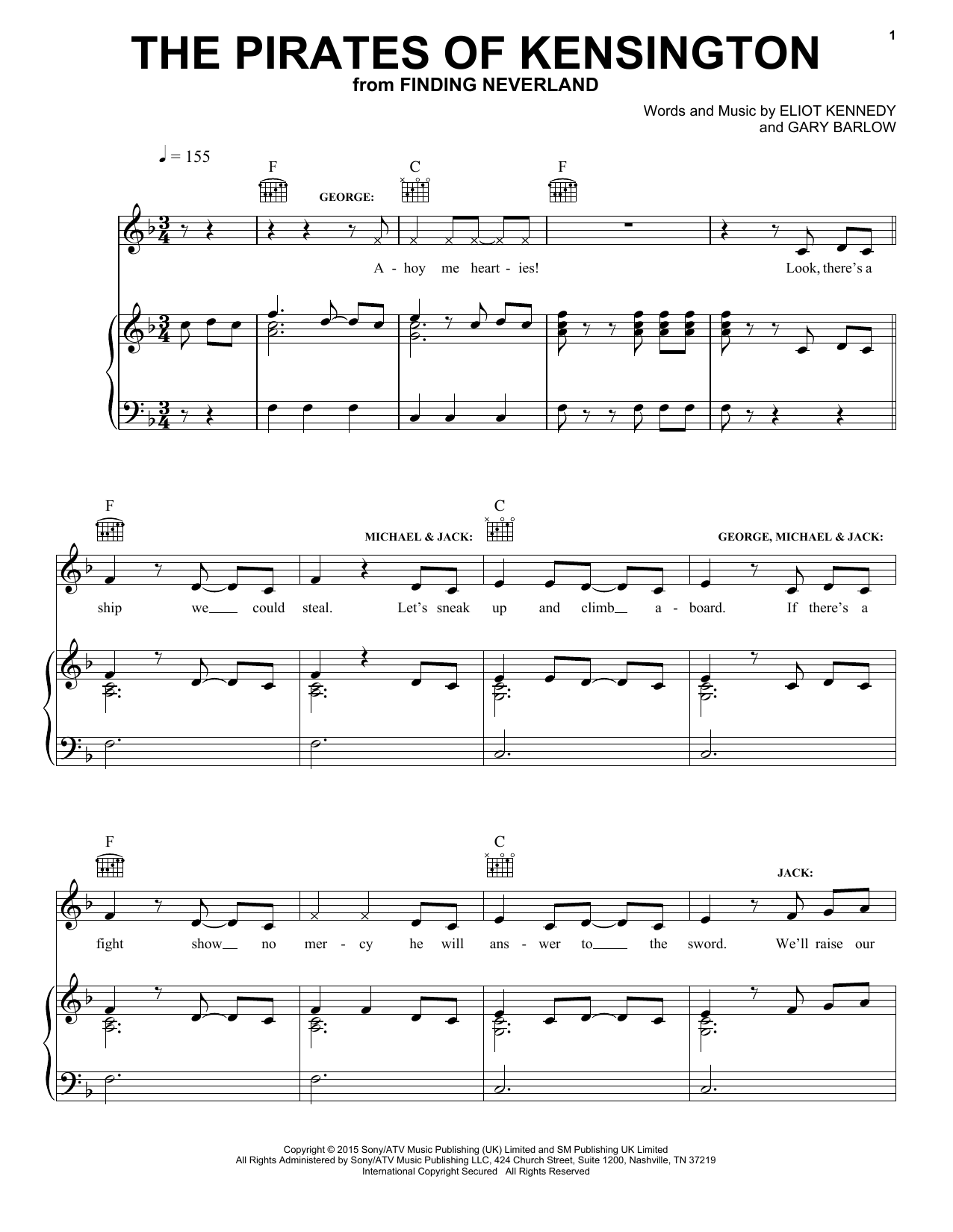 Download Eliot Kennedy The Pirates Of Kensington Sheet Music and learn how to play Piano, Vocal & Guitar (Right-Hand Melody) PDF digital score in minutes