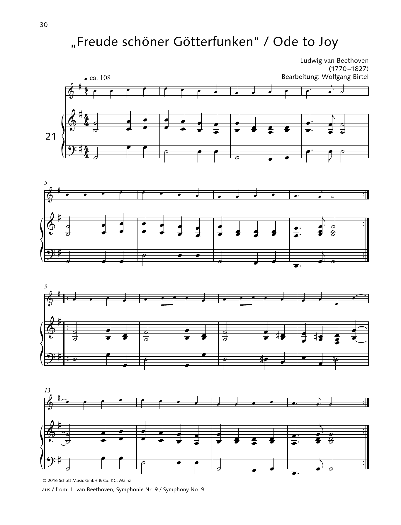 Download Elisabeth Kretschmann Ode To Joy Sheet Music and learn how to play Woodwind Solo PDF digital score in minutes