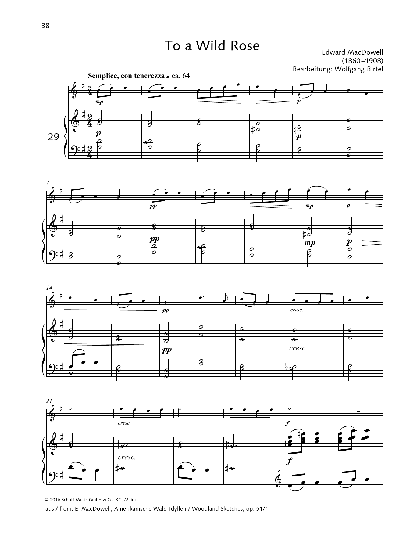 Download Elisabeth Kretschmann To a Wild Rose Sheet Music and learn how to play Woodwind Solo PDF digital score in minutes