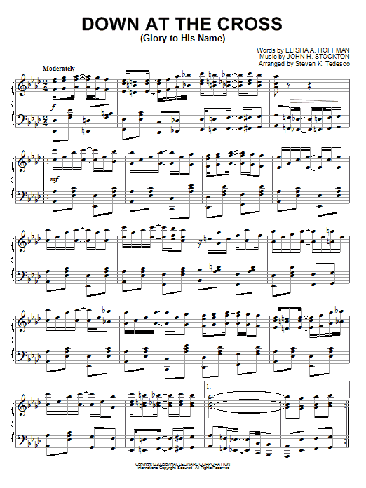Download John H. Stockton Down At The Cross (Glory To His Name) Sheet Music and learn how to play Piano PDF digital score in minutes