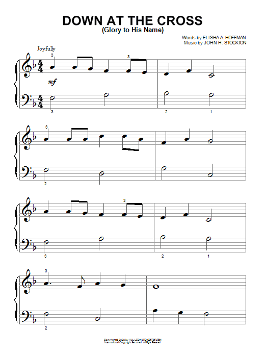 Download John H. Stockton Down At The Cross (Glory To His Name) Sheet Music and learn how to play Lyrics & Piano Chords PDF digital score in minutes