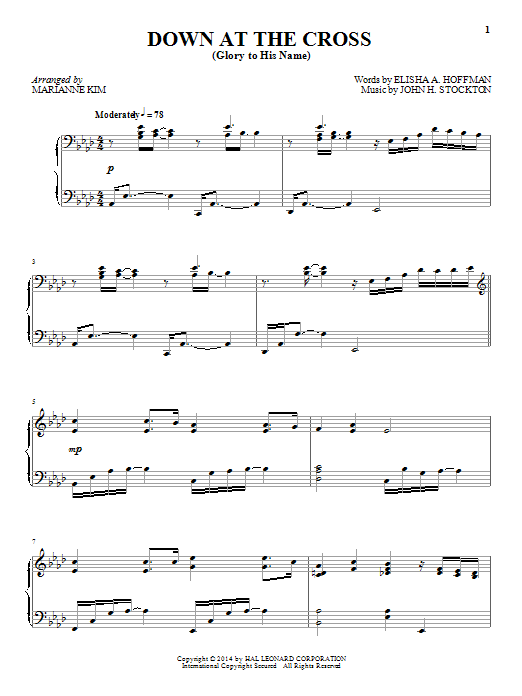 Download John H. Stockton Down At The Cross (Glory To His Name) Sheet Music and learn how to play Piano PDF digital score in minutes