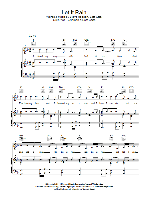 Download Eliza Doolittle Let It Rain Sheet Music and learn how to play Piano, Vocal & Guitar (Right-Hand Melody) PDF digital score in minutes