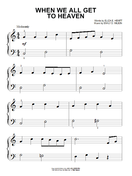 Download Eliza E. Hewitt When We All Get To Heaven Sheet Music and learn how to play Piano PDF digital score in minutes