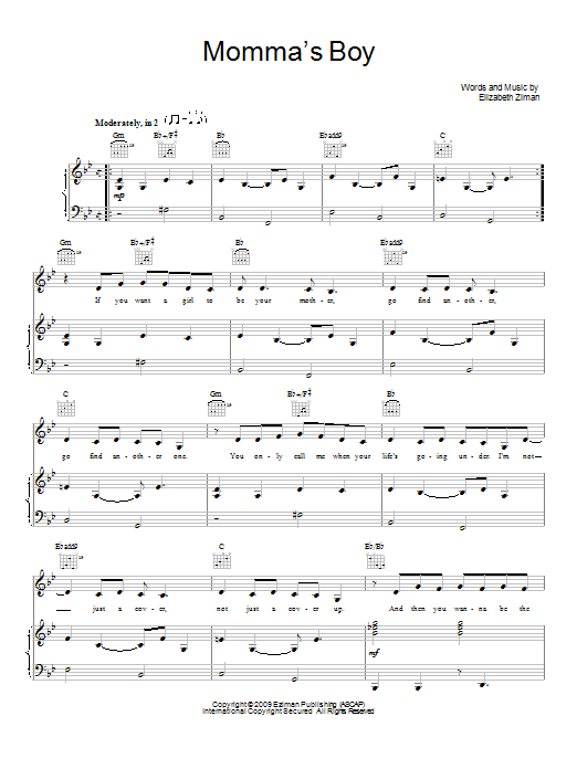 Download Elizabeth & The Catapult Momma's Boy Sheet Music and learn how to play Piano, Vocal & Guitar (Right-Hand Melody) PDF digital score in minutes