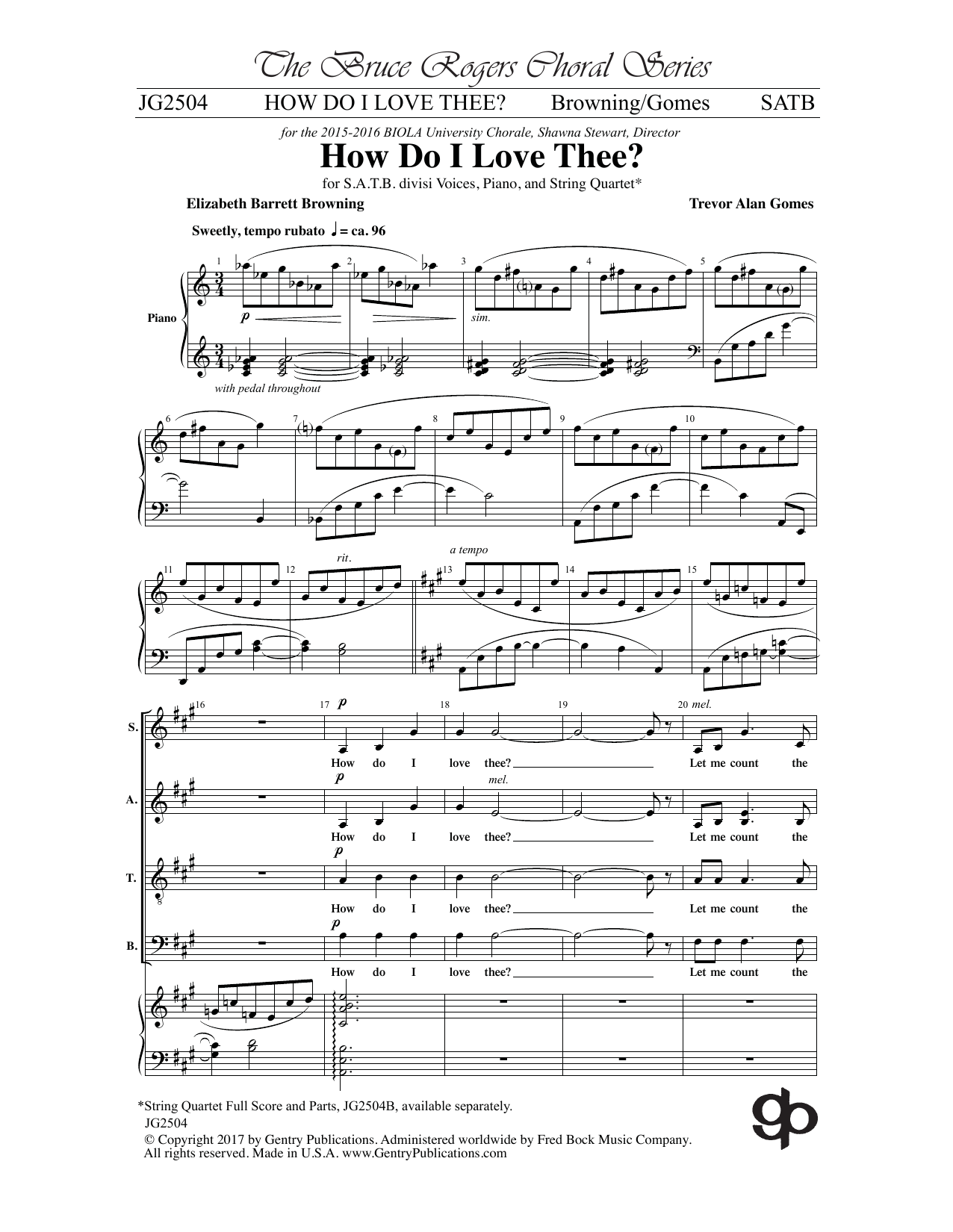 Download Elizabeth Barrett Browning How Do I Love Thee? Sheet Music and learn how to play SATB Choir PDF digital score in minutes