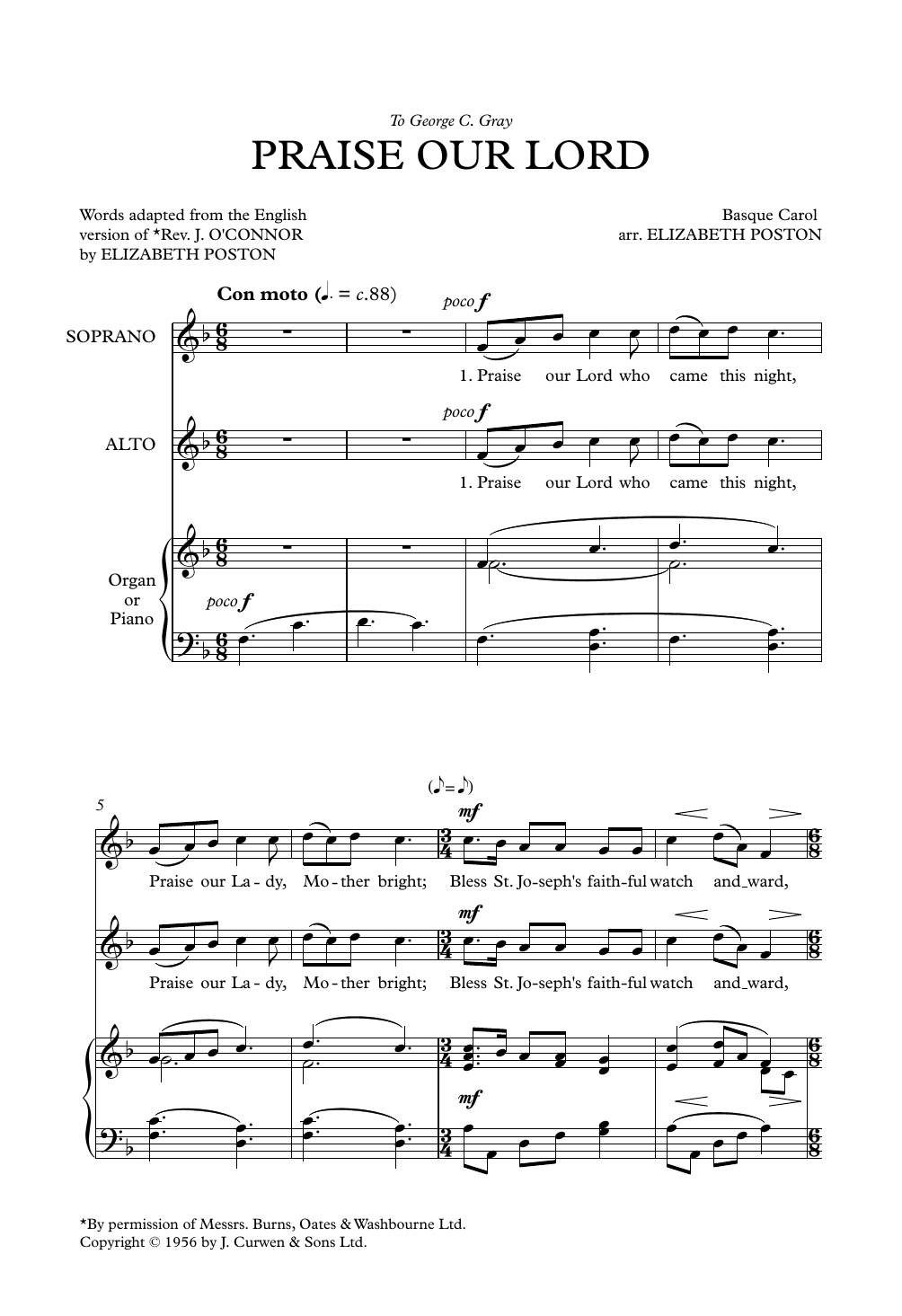 Download Elizabeth Poston Praise Our Lord Sheet Music and learn how to play 2-Part Choir PDF digital score in minutes