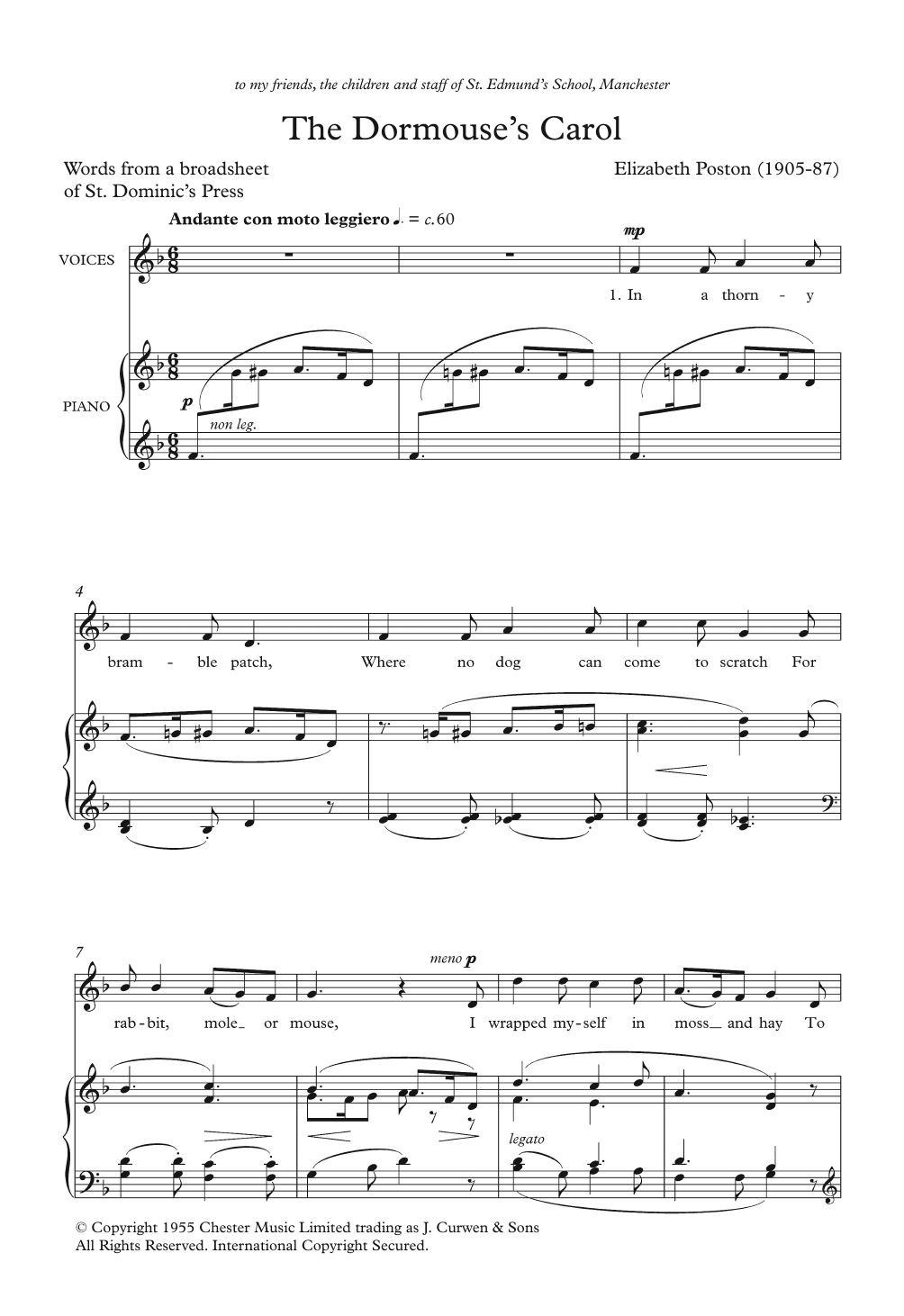 Download Elizabeth Poston Sheet Music and learn how to play Unison Voice PDF score in minutes