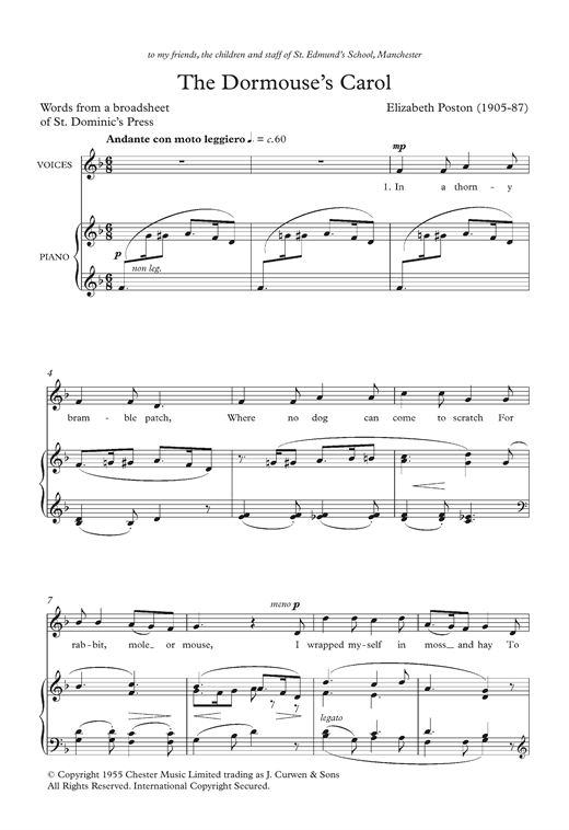 Download Elizabeth Poston Sheet Music and learn how to play Unison Voice PDF score in minutes