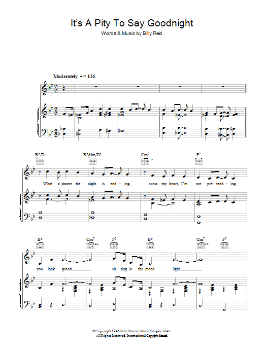 Download Ella Fitzgerald It's A Pity To Say Goodnight Sheet Music and learn how to play Piano, Vocal & Guitar (Right-Hand Melody) PDF digital score in minutes