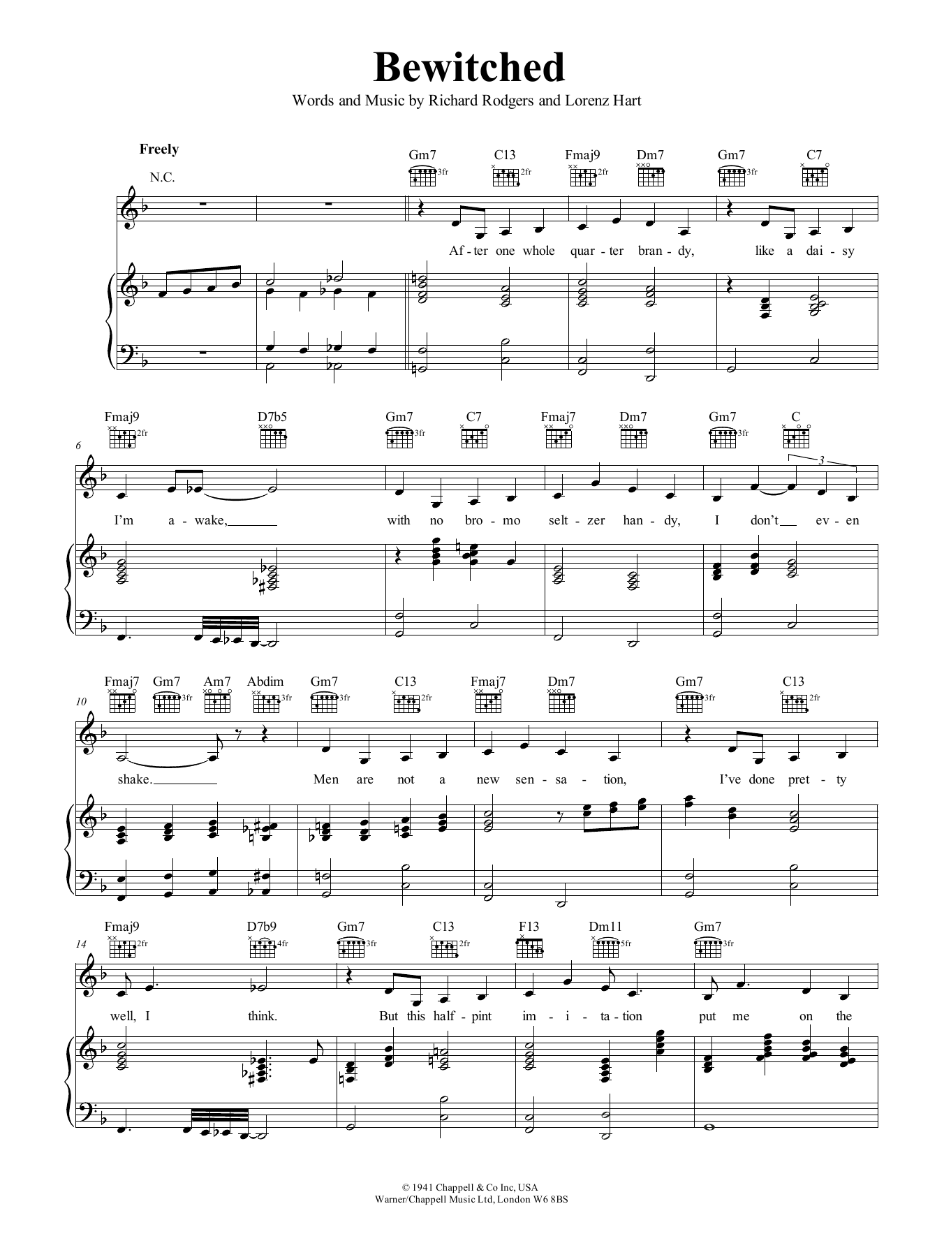 Download Ella Fitzgerald Bewitched Sheet Music and learn how to play Piano, Vocal & Guitar (Right-Hand Melody) PDF digital score in minutes