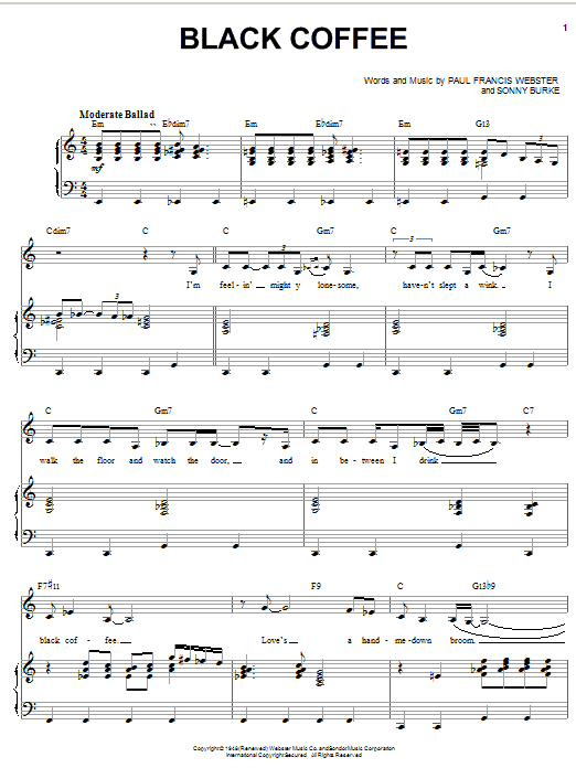 Download Ella Fitzgerald Black Coffee Sheet Music and learn how to play Piano & Vocal PDF digital score in minutes
