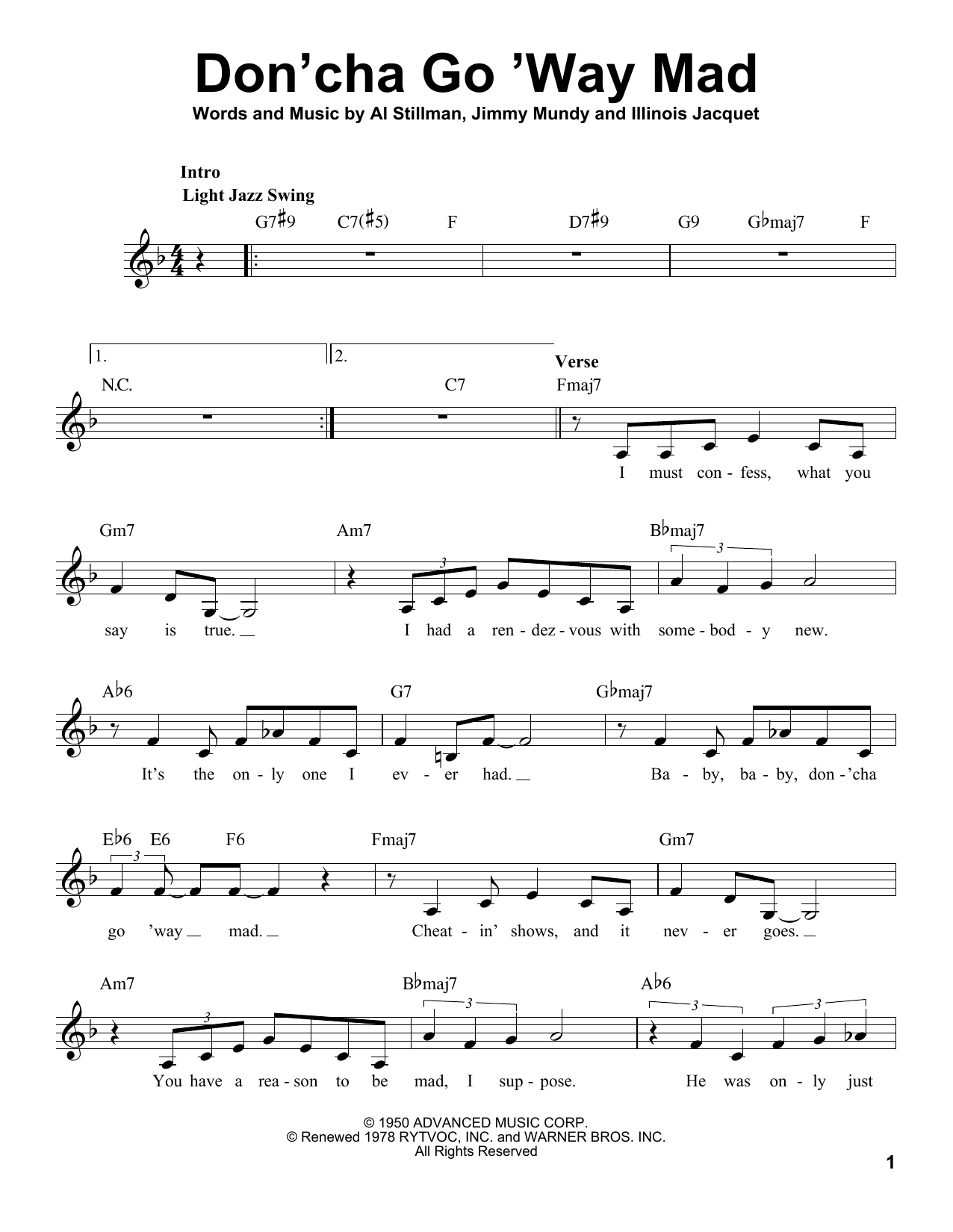 Download Ella Fitzgerald Don'cha Go 'Way Mad Sheet Music and learn how to play Voice PDF digital score in minutes