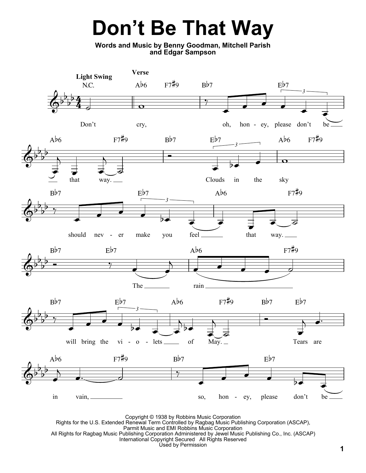 Download Ella Fitzgerald Don't Be That Way Sheet Music and learn how to play Voice PDF digital score in minutes