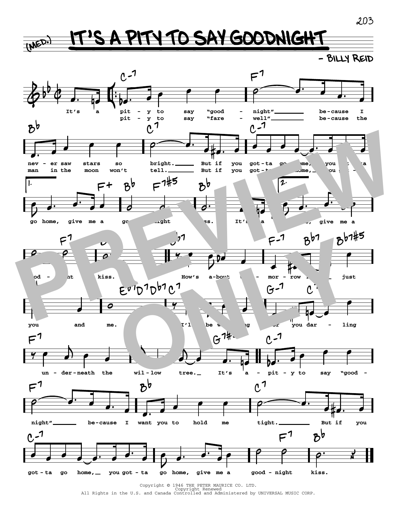 Download Ella Fitzgerald It's A Pity To Say Goodnight (High Voice) Sheet Music and learn how to play Real Book – Melody, Lyrics & Chords PDF digital score in minutes