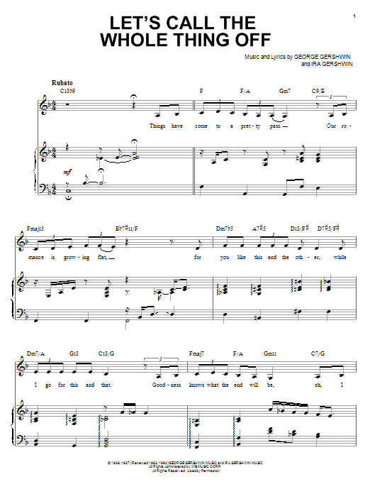 Download Ella Fitzgerald Let's Call The Whole Thing Off Sheet Music and learn how to play Piano & Vocal PDF digital score in minutes