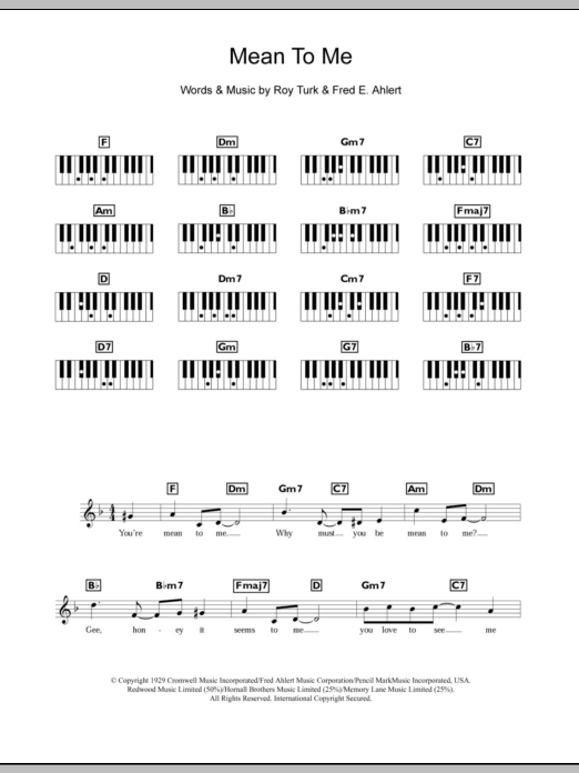 Download Ella Fitzgerald Mean To Me Sheet Music and learn how to play Keyboard PDF digital score in minutes