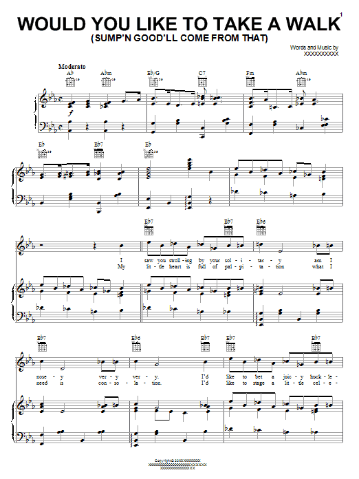 Download Ella Fitzgerald Would You Like To Take A Walk (Sump'n Good'll Come From That) Sheet Music and learn how to play Piano, Vocal & Guitar Chords (Right-Hand Melody) PDF digital score in minutes