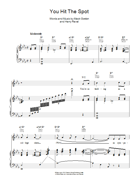 Download Ella Fitzgerald You Hit The Spot Sheet Music and learn how to play Piano, Vocal & Guitar (Right-Hand Melody) PDF digital score in minutes