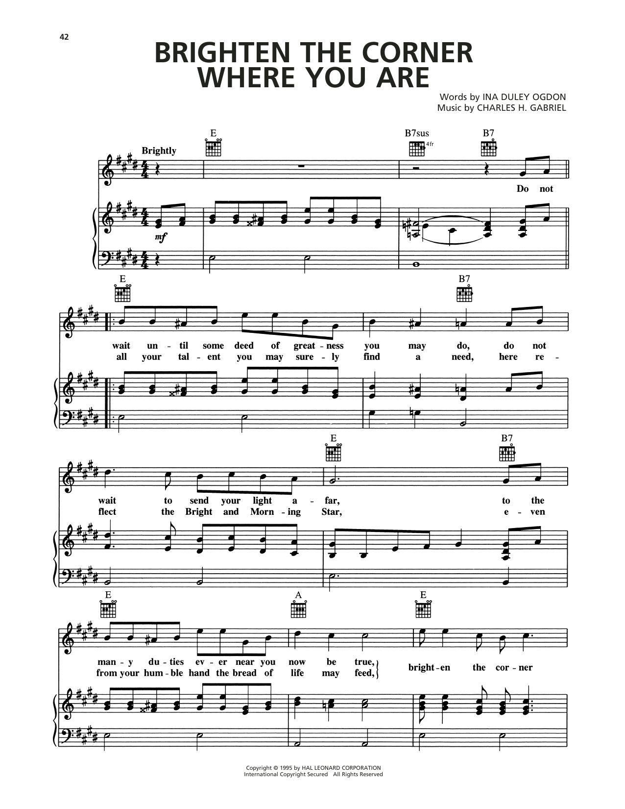 Download Ella Fitzgerlad Brighten The Corner Where You Are Sheet Music and learn how to play Piano, Vocal & Guitar Chords (Right-Hand Melody) PDF digital score in minutes