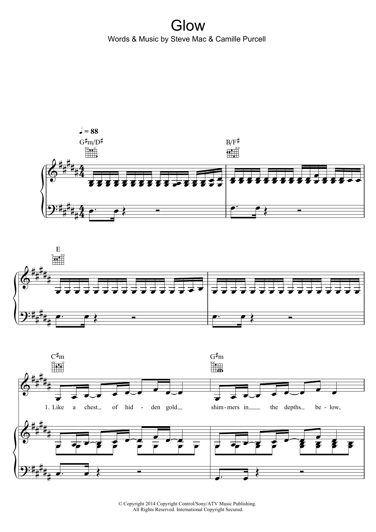 Download Ella Henderson Glow Sheet Music and learn how to play Piano, Vocal & Guitar (Right-Hand Melody) PDF digital score in minutes