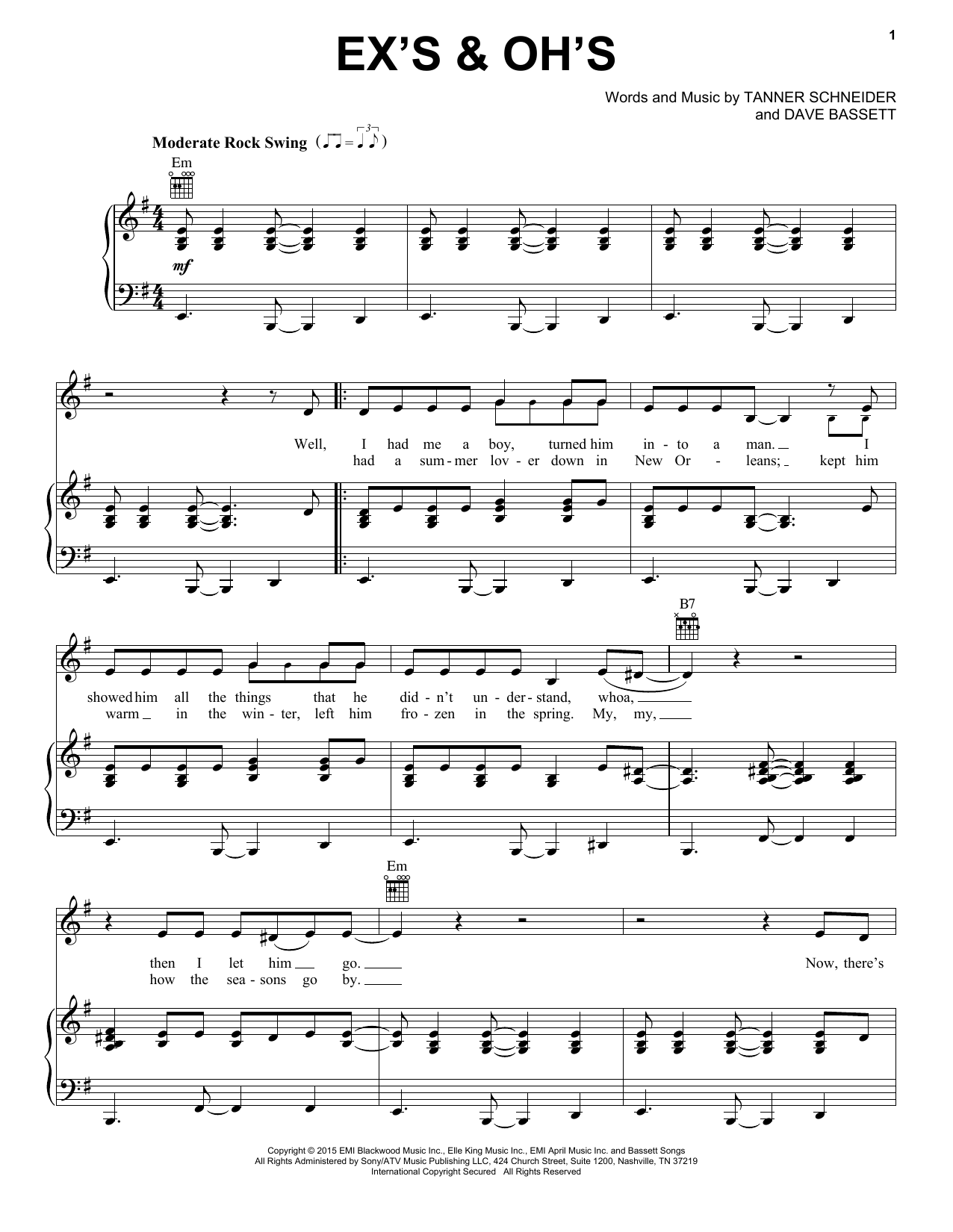 Download Elle King Ex's & Oh's Sheet Music and learn how to play Drums Transcription PDF digital score in minutes