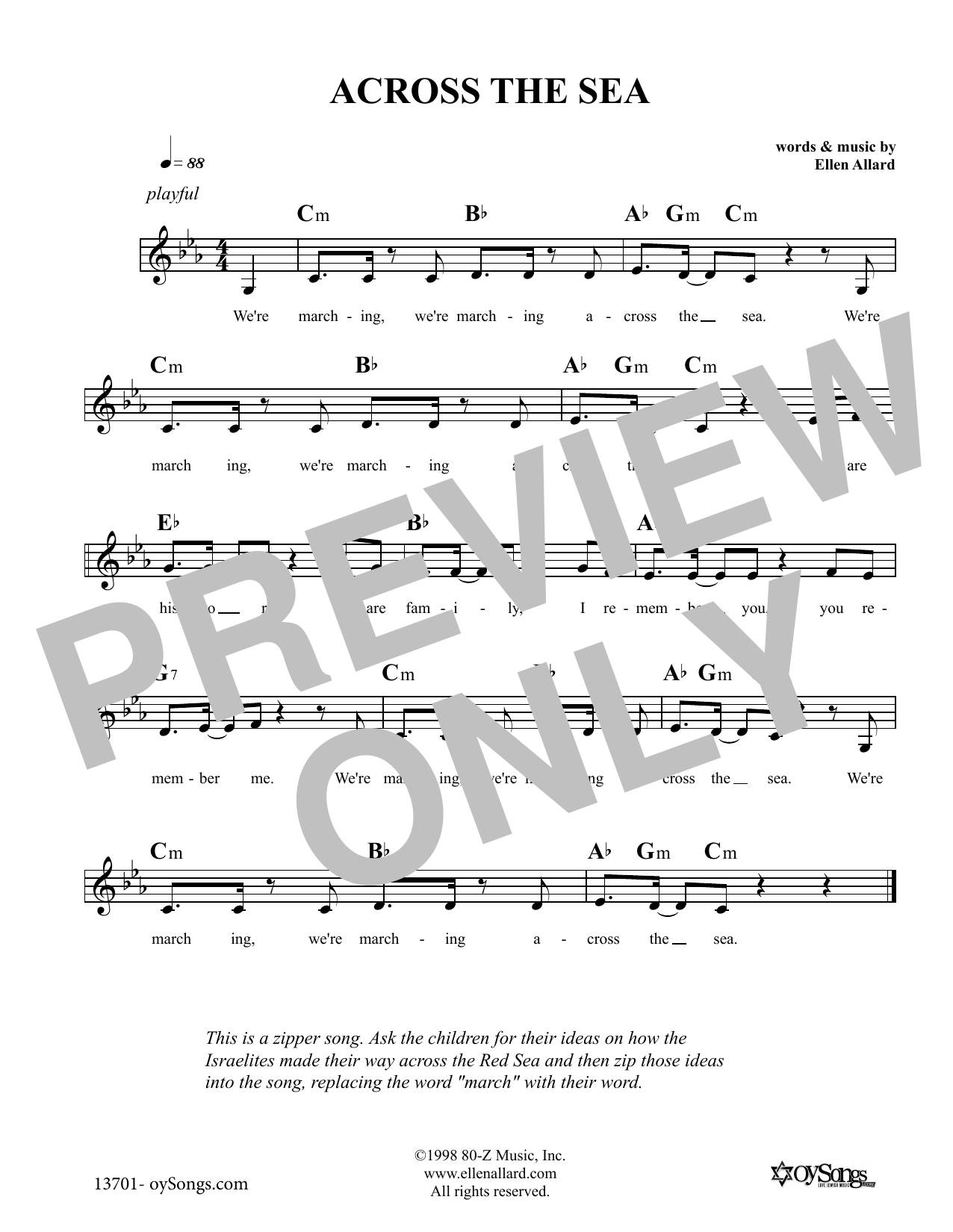 Download Ellen Allard Across the Sea Sheet Music and learn how to play Melody Line, Lyrics & Chords PDF digital score in minutes