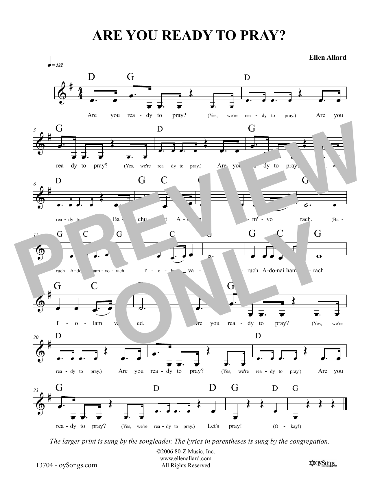 Download Ellen Allard Are You Ready To Pray Sheet Music and learn how to play Melody Line, Lyrics & Chords PDF digital score in minutes