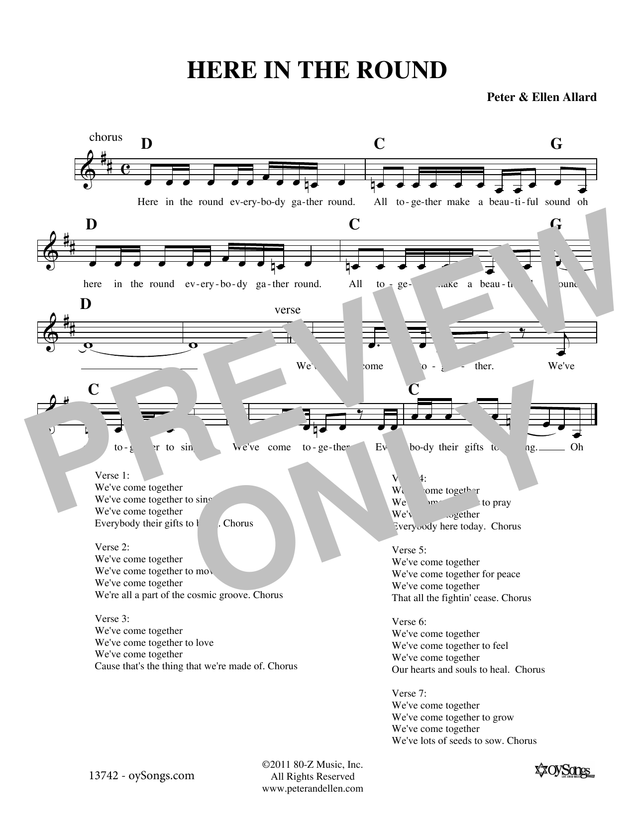 Download Ellen Allard Here In The Round Sheet Music and learn how to play Melody Line, Lyrics & Chords PDF digital score in minutes