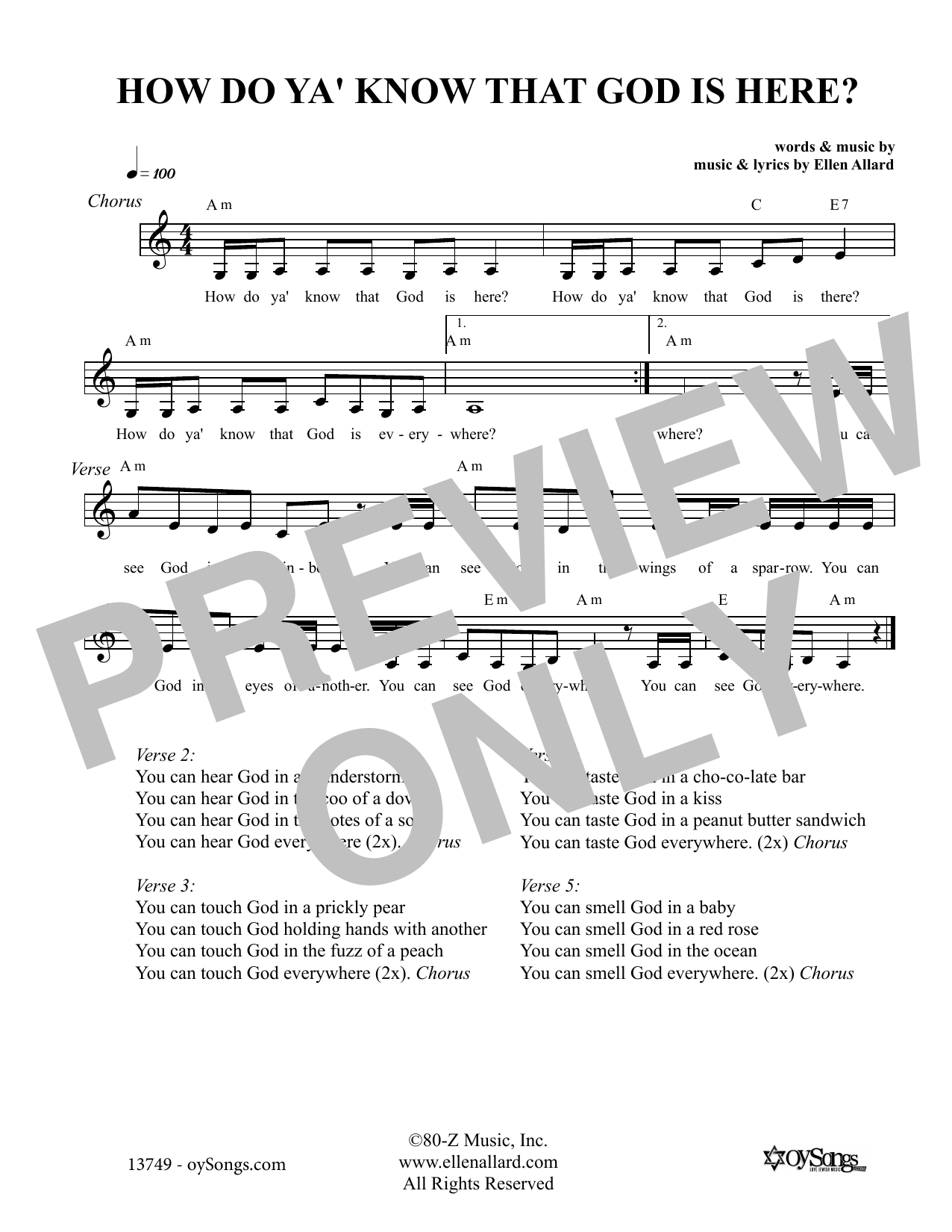 Download Ellen Allard How Do You Know That God Is Here Sheet Music and learn how to play Melody Line, Lyrics & Chords PDF digital score in minutes