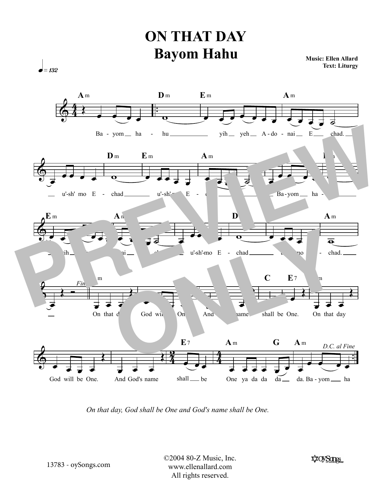 Download Ellen Allard On That Day Sheet Music and learn how to play Melody Line, Lyrics & Chords PDF digital score in minutes