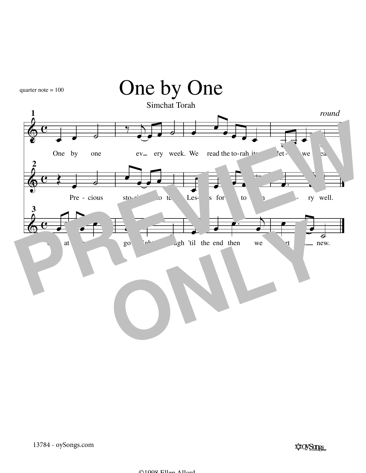 Download Ellen Allard One by One Sheet Music and learn how to play Melody Line, Lyrics & Chords PDF digital score in minutes