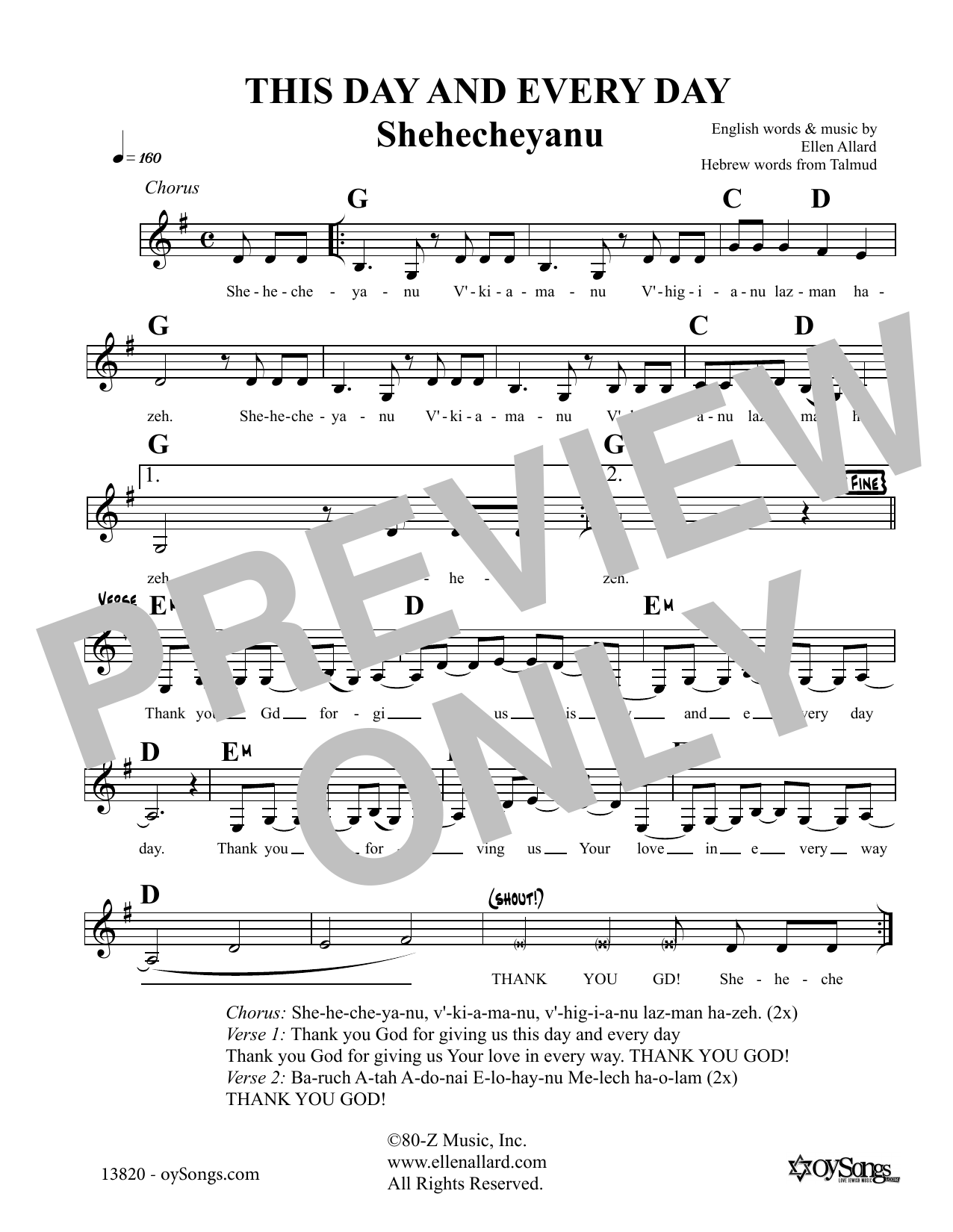 Download Ellen Allard This Day And Every Sheet Music and learn how to play Melody Line, Lyrics & Chords PDF digital score in minutes