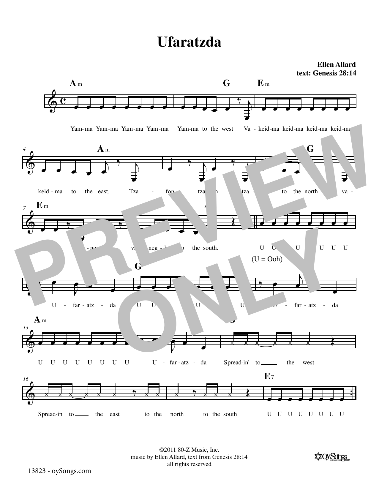Download Ellen Allard Ufaratzda Sheet Music and learn how to play Melody Line, Lyrics & Chords PDF digital score in minutes