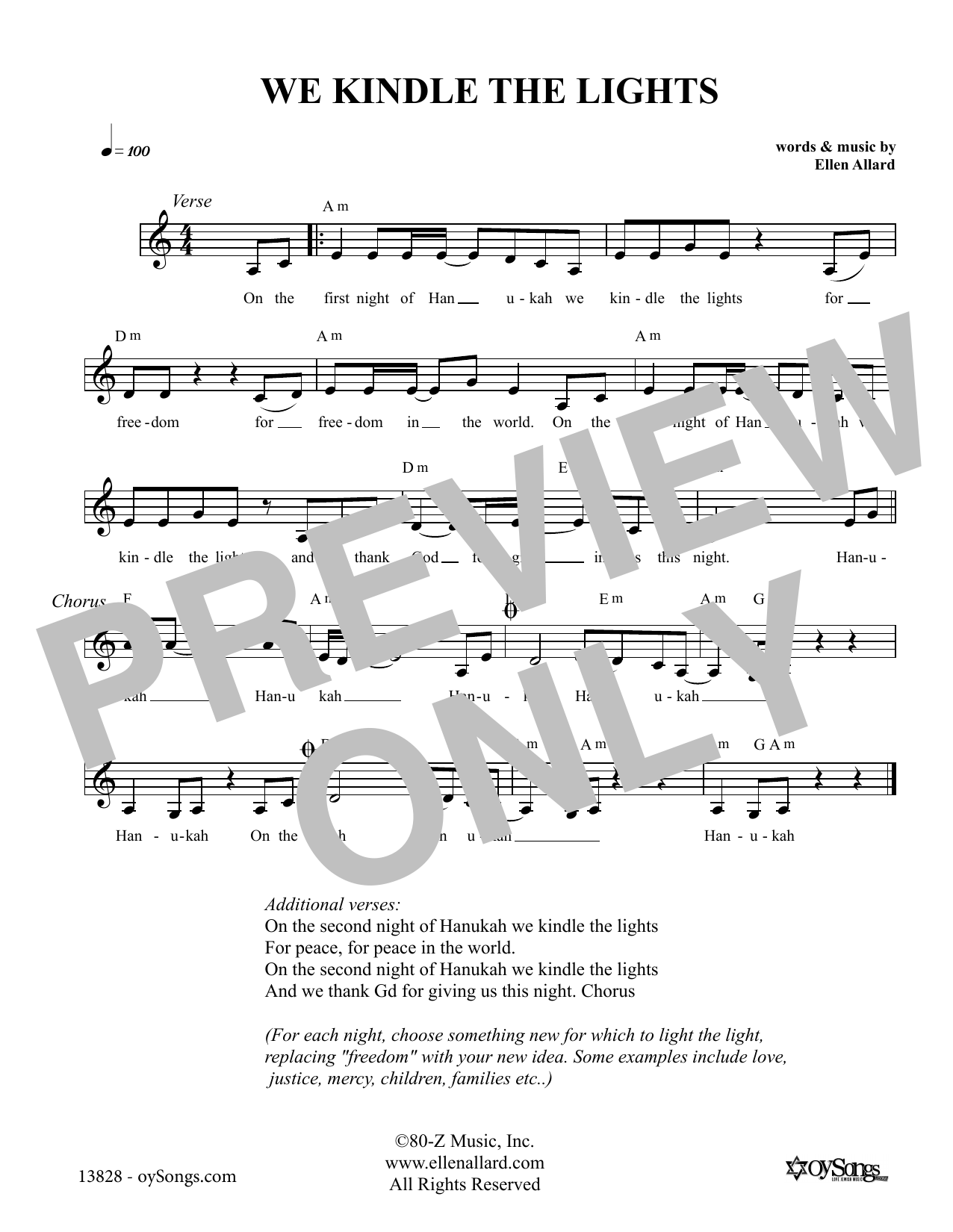 Download Ellen Allard We Kindle the Lights Sheet Music and learn how to play Melody Line, Lyrics & Chords PDF digital score in minutes