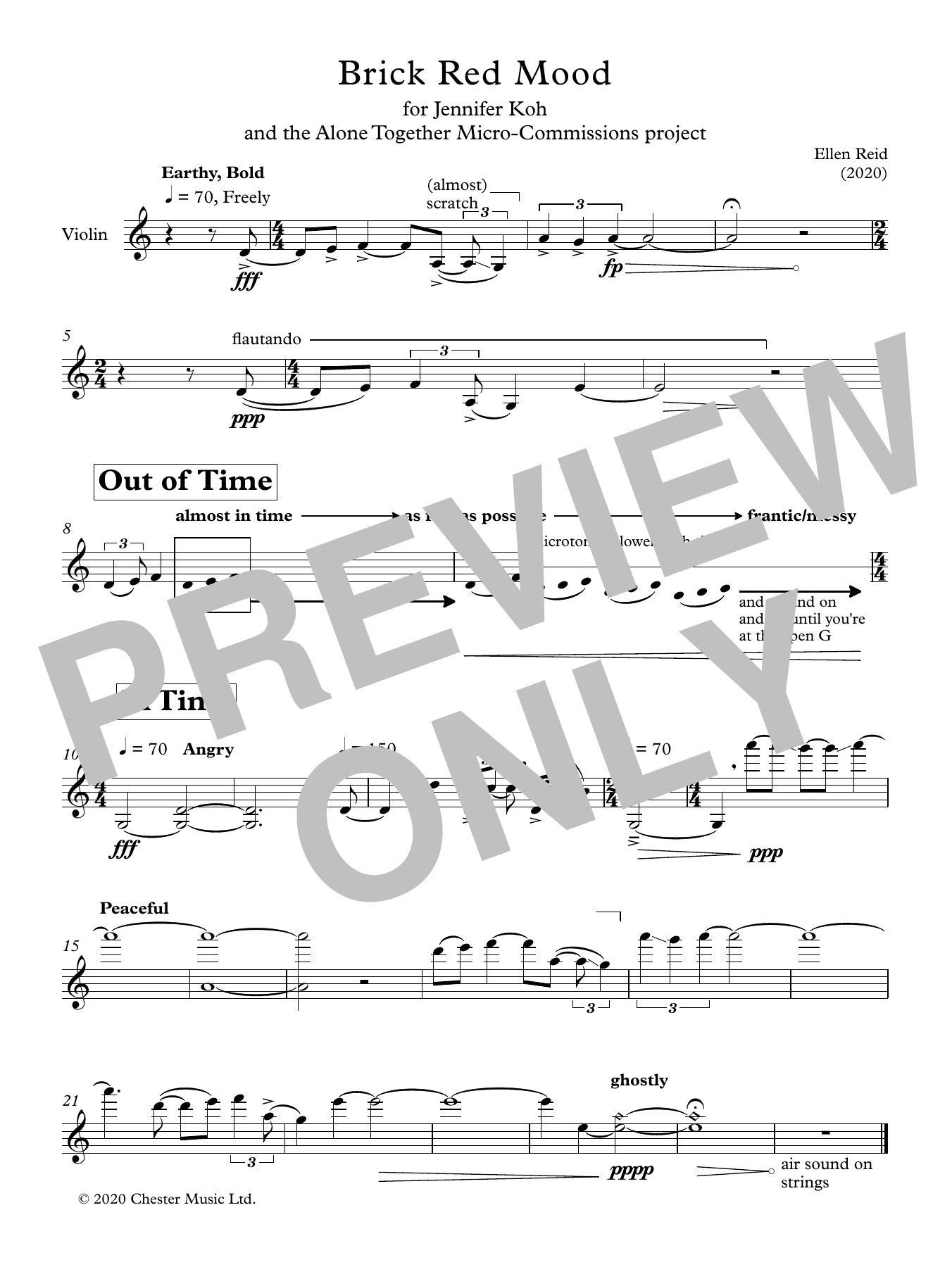 Download Ellen Reid Brick Red Mood Sheet Music and learn how to play Violin Solo PDF digital score in minutes
