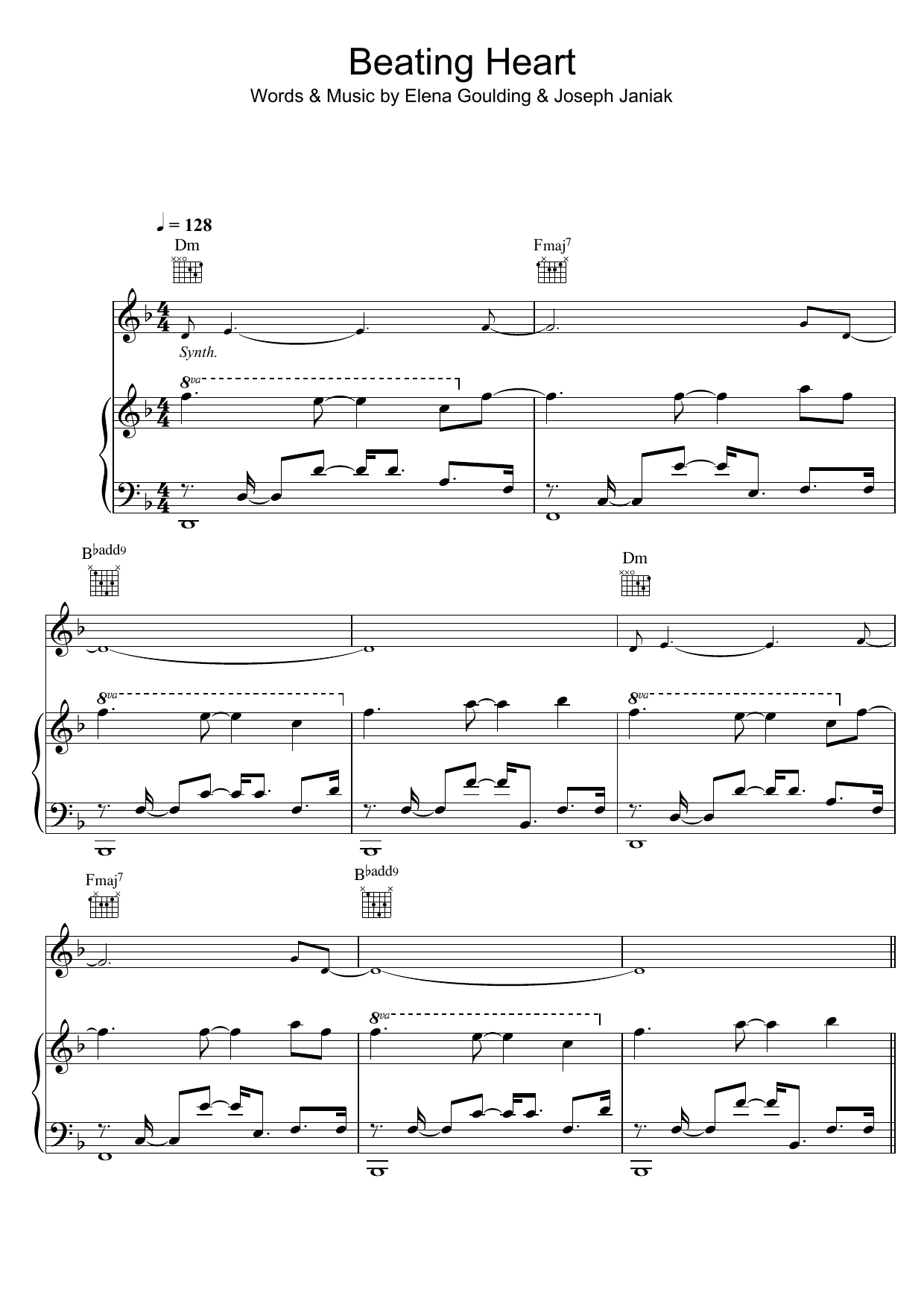 Download Ellie Goulding Beating Heart Sheet Music and learn how to play Lyrics & Chords PDF digital score in minutes