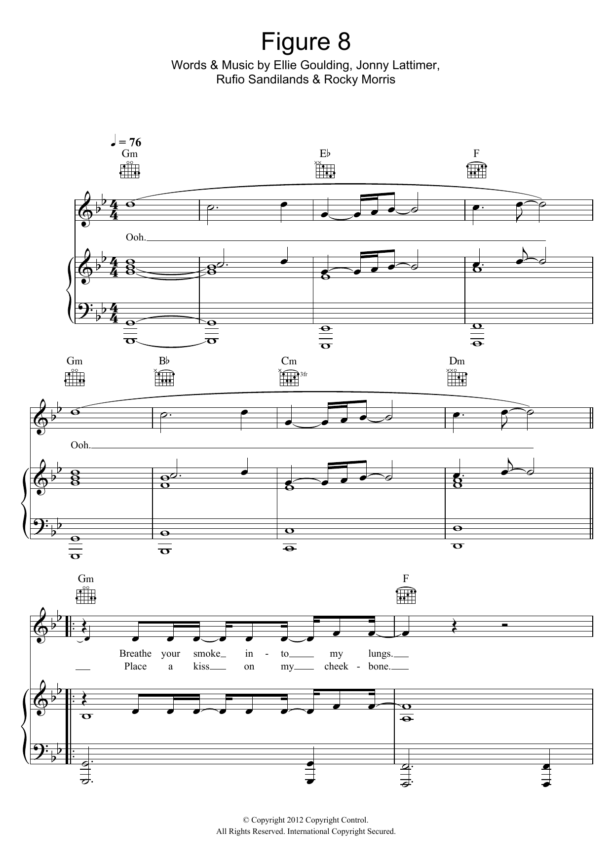 Download Ellie Goulding Figure 8 Sheet Music and learn how to play Piano, Vocal & Guitar (Right-Hand Melody) PDF digital score in minutes