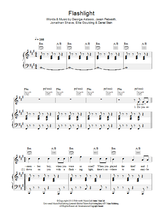 Download Ellie Goulding Flashlight Sheet Music and learn how to play Piano, Vocal & Guitar (Right-Hand Melody) PDF digital score in minutes