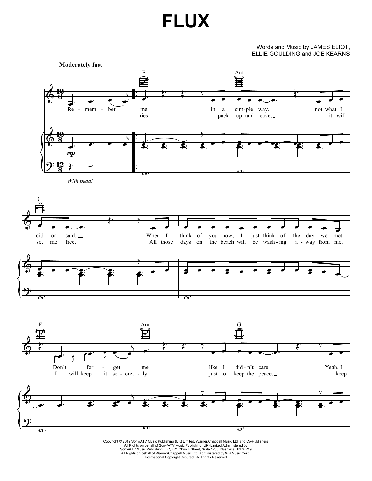 Download Ellie Goulding Flux Sheet Music and learn how to play Piano, Vocal & Guitar Chords (Right-Hand Melody) PDF digital score in minutes