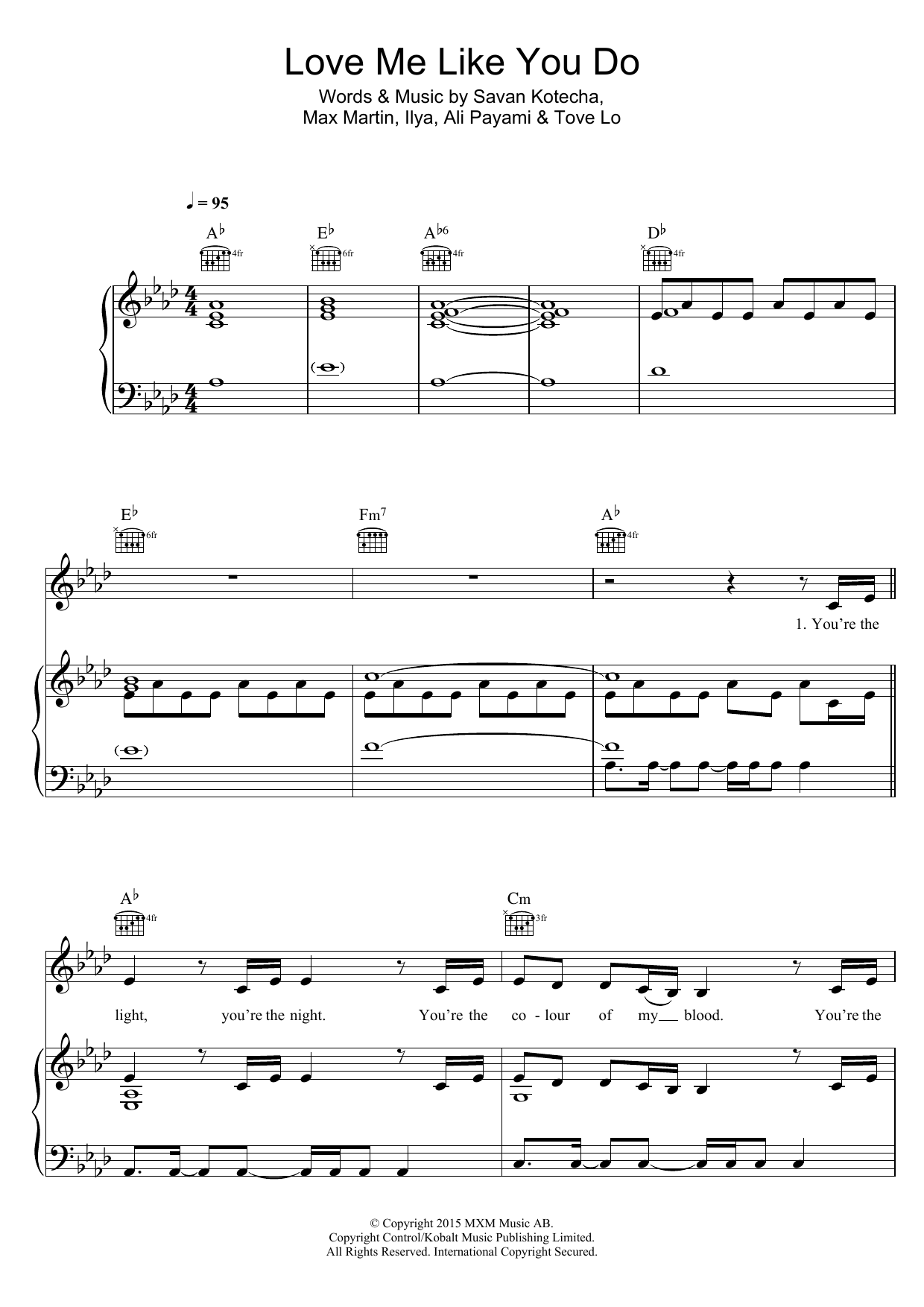 Download Ellie Goulding Love Me Like You Do (from 'Fifty Shades Of Grey') Sheet Music and learn how to play Piano, Vocal & Guitar PDF digital score in minutes