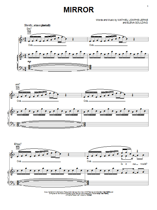 Download Ellie Goulding Mirror Sheet Music and learn how to play Piano, Vocal & Guitar (Right-Hand Melody) PDF digital score in minutes