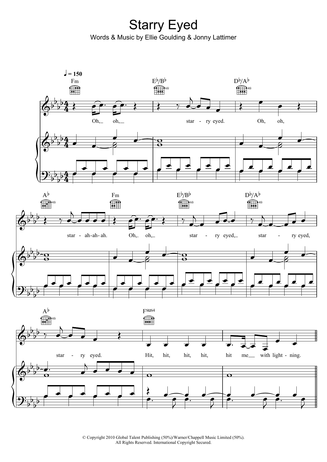 Download Ellie Goulding Starry Eyed Sheet Music and learn how to play Piano, Vocal & Guitar PDF digital score in minutes
