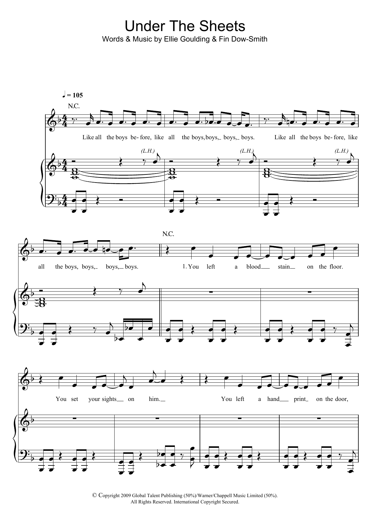 Download Ellie Goulding Under The Sheets Sheet Music and learn how to play Piano, Vocal & Guitar PDF digital score in minutes