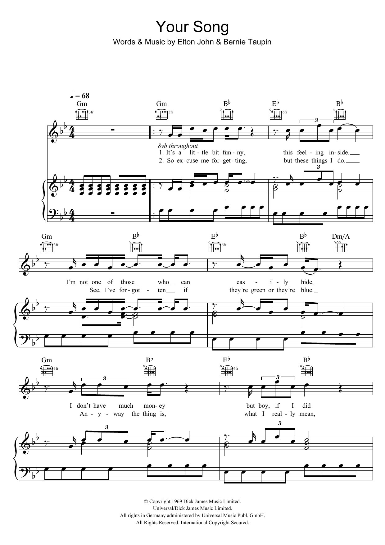 Download Ellie Goulding Your Song Sheet Music and learn how to play Keyboard PDF digital score in minutes