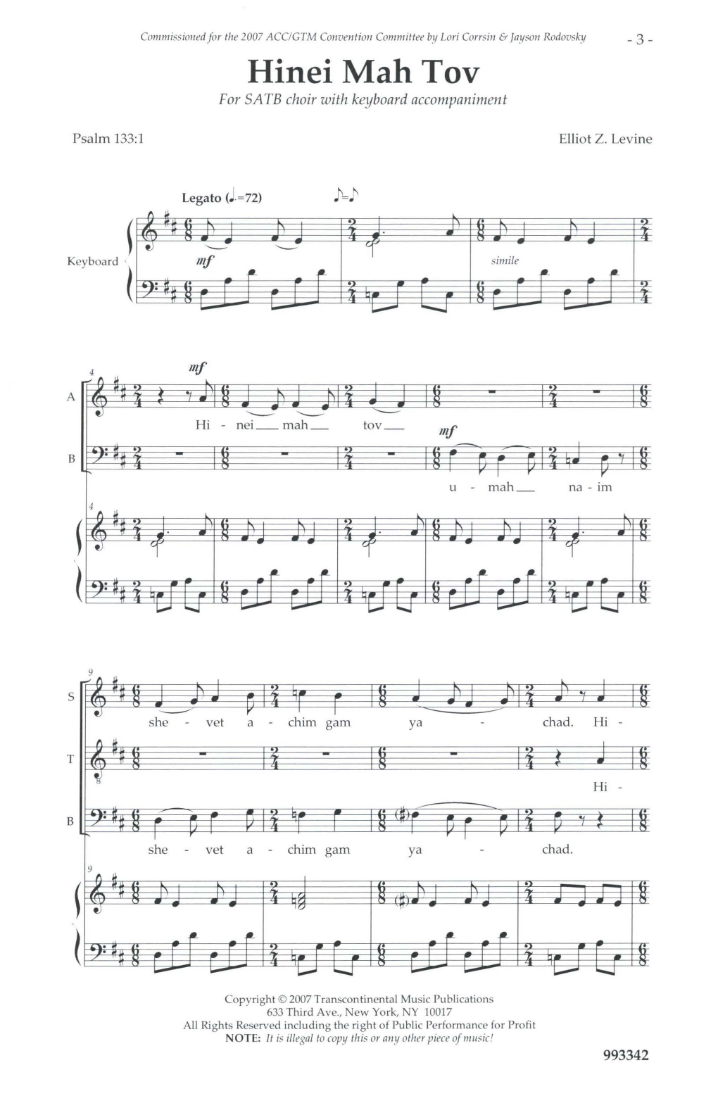 Download Elliot Levine Hinei Mah Tov Sheet Music and learn how to play SATB Choir PDF digital score in minutes